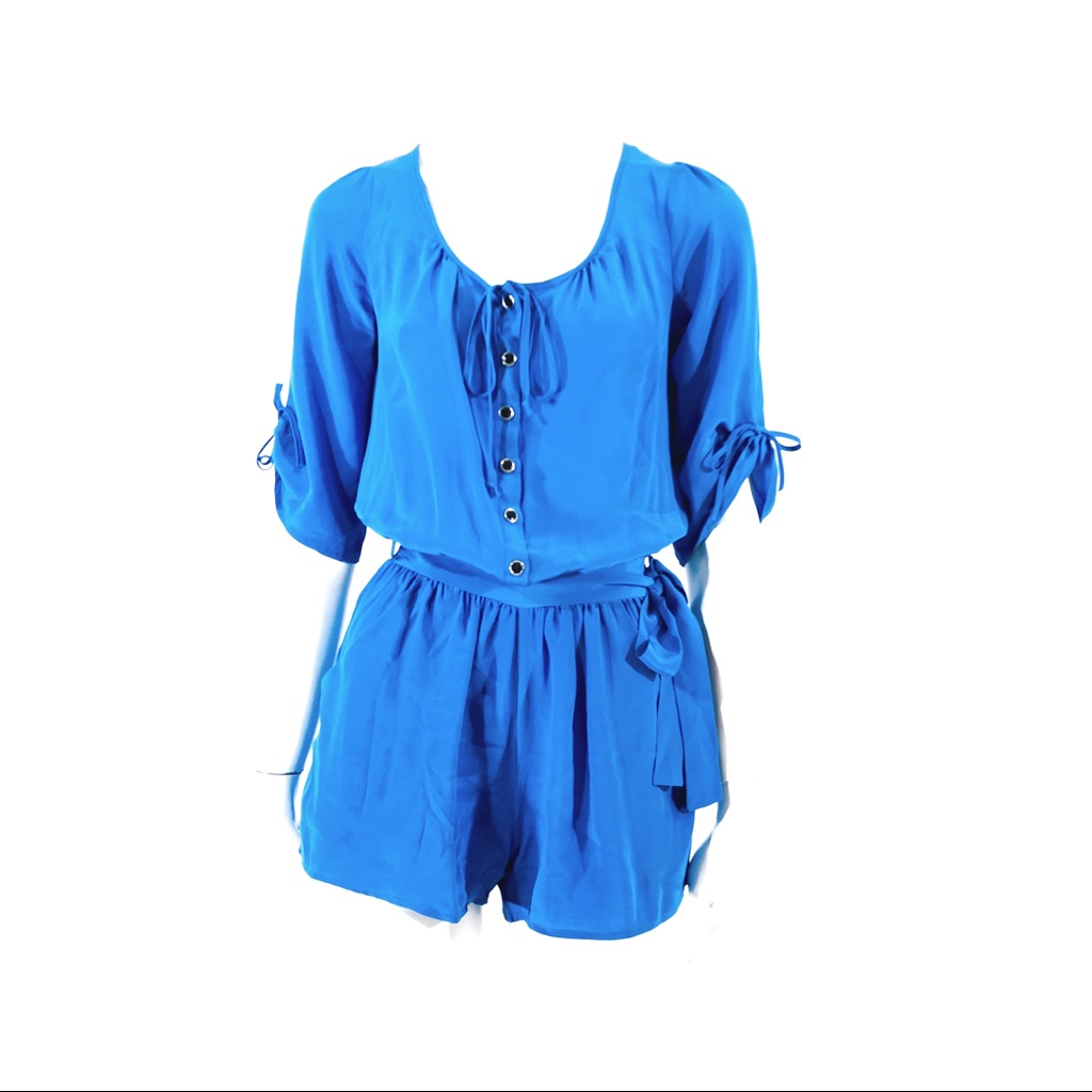 Yumi Kim Teal 100% Silk Jumpsuit Romper